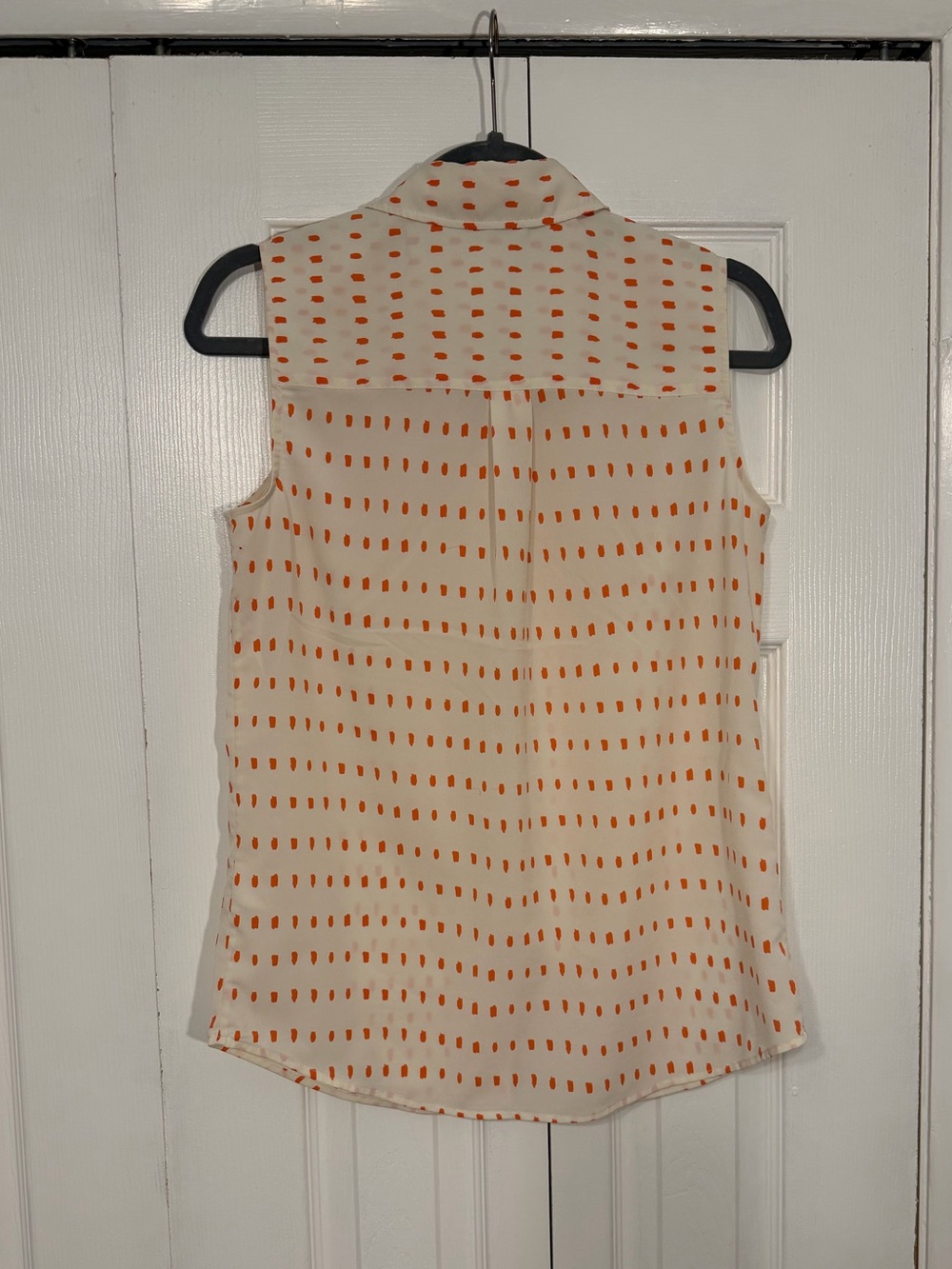 Talbots Sleeveless Button Down Shirt S Cream Orange - Picture 4 of 6